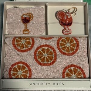 Sincerely Jules Orange Spritz Beaded Crossbody Bag Set